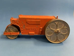 Vintage Orange Cast Metal  Hubley Kiddie Toy 480 Steam Roller - Picture 1 of 10