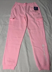 Pantalones de chándal Champion para niñas rosa cargo script polar talla grande (14) - Imagen 1 de 7