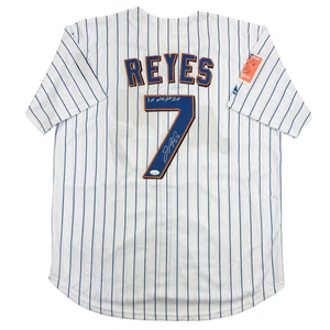 Autographed/Signed Jose Reyes New York Pinstripe Baseball Jersey JSA COA - Picture 1 of 4