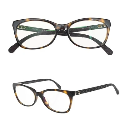 CHANEL CC Logo Matelasse Glasses Eye Wear 3287-Q-A Plastic Brown 09RF712 - Image 1 of 4