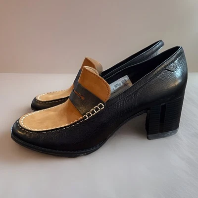 Sperry Women's  Sz 11 Top Sider Seaport Penny Heel Loafers, Black-Tan Slip-On - Image 1 of 4