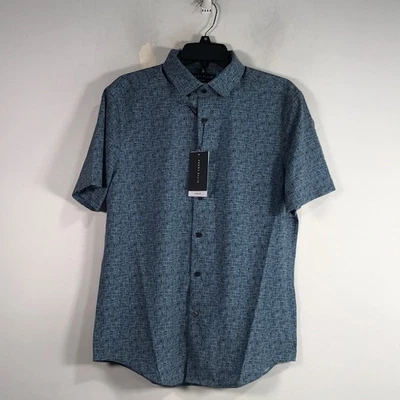 Perry Ellis Slim Fit Textured Print Shirt, Men's Size M - Blue Mirage - Image 1 of 4