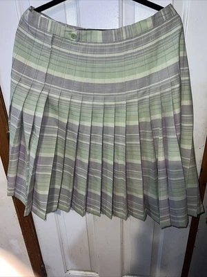 Pendleton Skirt Women 18 Plus green Striped 100% Wool Preppy Office pleated - Image 1 of 4