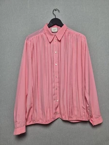 Alysi Shirt Womens 12 Pink Pleated Front Panel Button Up Smart Long Sleeve - Picture 1 of 8