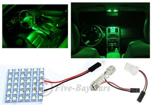 2x T10 & Festoon Universal 36 SMD Neon Green LED Panel Interior Dome Map Light - Picture 1 of 2
