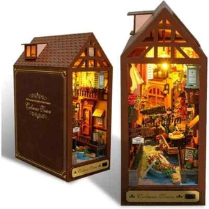 DIY Book Nook Kit Puppenhäuser Miniatur Haus Kit mit Möbeln und LED-Licht DE - Bild 1 von 11