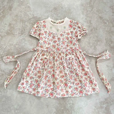 Vestido De Colección Años 40 Kate Greenaway Punto Suizo Floral Algodón Bordado Niñas Pequeñas Foto 1 de 4