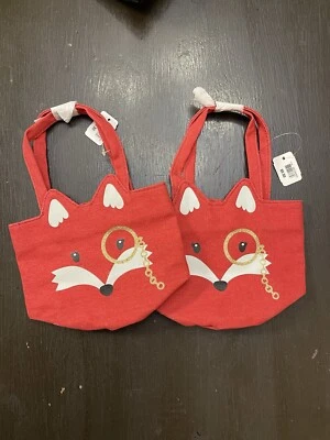 Lot Of 2 Bath And Body Works Miniature Fox Tote Bag Gift Bag Cloth Brand New - Image 1 of 4