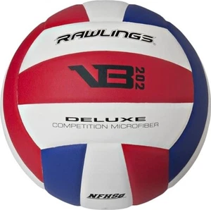 Neu mit Etikett Rawlings VB202 Indoor Mikrofaser Volleyball NFHS gestempelt rot weiß blau - Bild 1 von 3