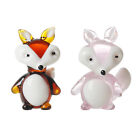 2Pcs Color Crystal Fox Figurine Collectible Glass Cute Animal Ornament Gift