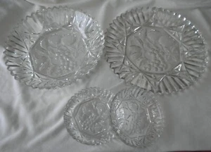 Vintage 4 Piece Federal Glass Pioneer Pressed Fruit Pattern Set-Bowl/Plate/Nappy - Picture 1 of 5