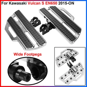 Para Kawasaki Vulcan S EN650 2015-ON - 1 par de estriberas anchas delanteras de aluminio cromado - Imagen 1 de 20