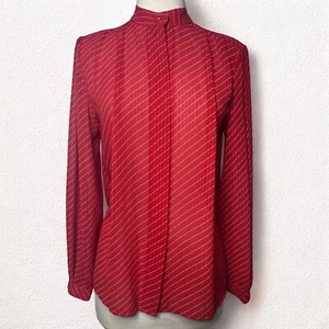 Blusa De Colección Anne Klein Para Mujer 10 Roja Semi Transparente Secretaría Corporativa Años 80 - Imagen 1 de 12