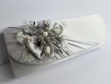 Mother of The Bride clutch bag,wedding Bag,silver,brooch design,vintage,ONE ONLY