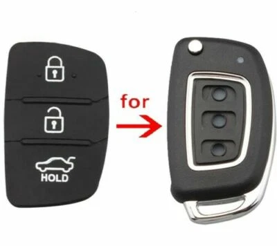 3 Button Remote Key Fob Case Shell Rubber Pad For Hyundai I10 I20 I30 Flip - Image 1 of 4