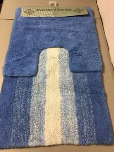 Chesapeake Merchandising Oversized 2 pc. Cotton Bath Mat Rug Set Blue #155V - Picture 1 of 3