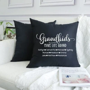 Funda de almohada personalizada Grandkids Make Life Grand - 18" x 18" - Imagen 1 de 13