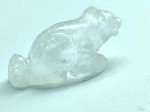 Crystal Quartz Handmade Carved Lion 5 grams in weight 3 cm in Length - Picture 1 of 3
