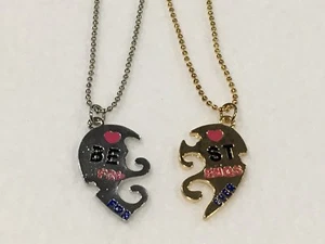 BEST FRIEND Silver & Gold Swirl Heart 2 Pendants Necklace BFF Friendship - Picture 1 of 4