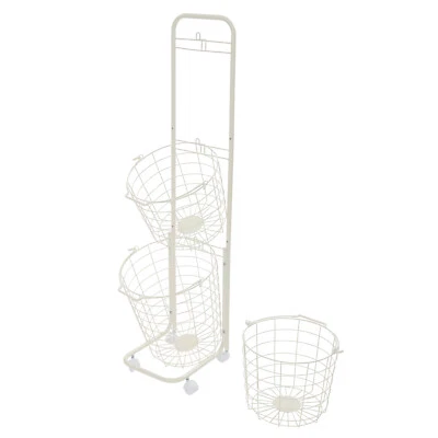 3 Tier Plastic Wheeled Laundry Hamper Rolling Clothes Storage Basket Garbage Bin - Image 1 of 4