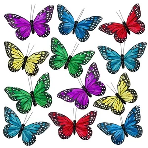 Butterfly Clip On Decorations - Vibrant Multi Colored Craft Butterflies - 3624 - Picture 1 of 10