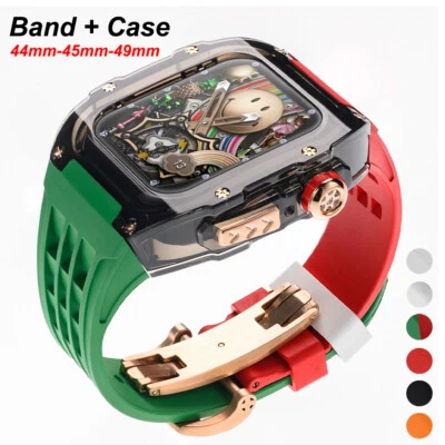 Transparent Mod Kit Case Fluororubber Band For Apple Watch Ultra 2 49mm 44/45mm - Image 1 of 4