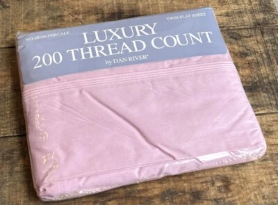 NOS Dan River Vintage Pink Twin Flat Sheet Luxury Percale 200 Thread Count USA - Image 1 of 4