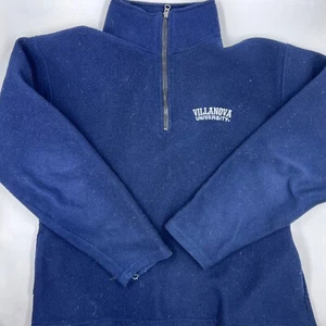 Villanova University 1/4 Zip Fleece Sweatshirt Size M Blue Cotton Pullover - Picture 1 of 10