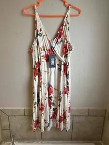 NWT WEACZZY 3XL Tank Top Swing Dress Sleeveless Casual White Pink Roses Flower - Picture 1 of 11