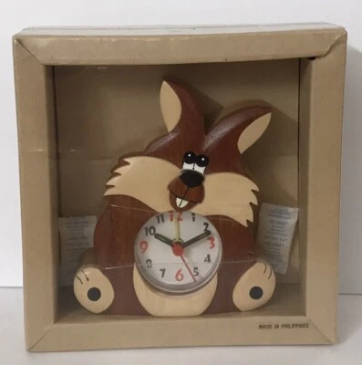 Reloj despertador de escritorio E23 ROHS CE madera para niños conejo sonriente 5’’x4.5’’’ NUEVO Foto 1 de 4