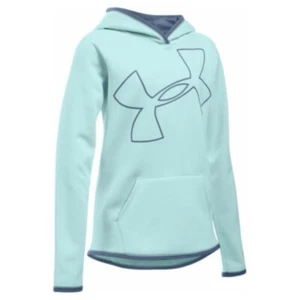 Under Armour Girl’s Aqua Falls UA Armour Fleece Jumbo Logo Hoodie - Picture 1 of 1