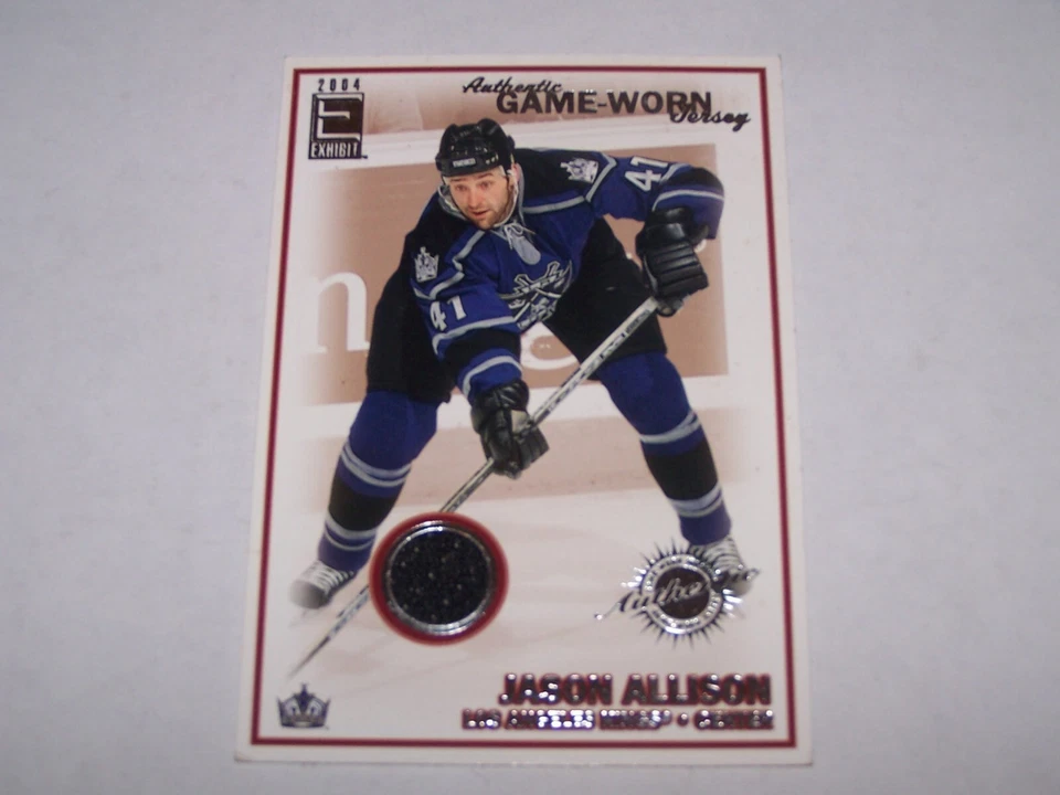 2004 Exhibit Authentic Game Worn Jersey Card Jason Allison Hockey L.A. KINGS #ed - Image 1 of 2