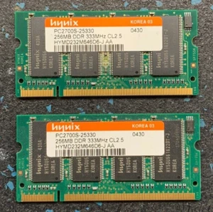 512MB 2x256MB PC2700S HYNIX HYMD232M646D6-J AA DDR-333 LAPTOP RAM Kit - Picture 1 of 1