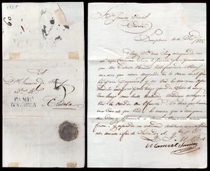 Navarra - Prefilatelia - Pamplona PE 28N - 1825 - Carta a Tudela + porteo "5" - Imagen 1 de 1