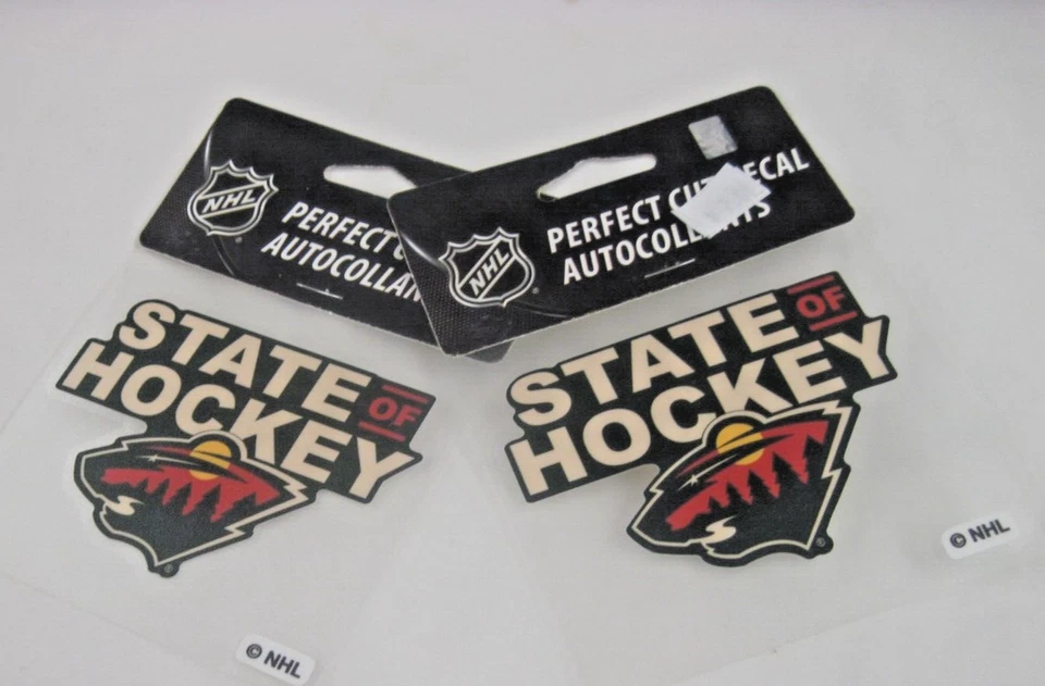 MINNESOTA WILD  GREEN AND GOLD LOGO SET OF 2 PERFECT CUT 4" DECALS  NEW - Image 1 of 1