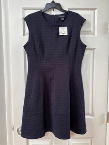 NEW Liz Clairborne Cap Sleeve Shift/Sheath Dress Womens Size 14 Navy Blue Stretc - Picture 1 of 7