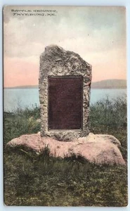 FRYEBURG, ME Maine ~Handcolored BATTLE GROUND Monument Oxford County Postcard - Picture 1 of 2