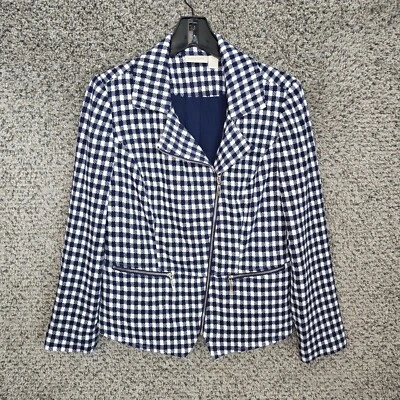 Chaqueta Chicos Mujer 0 US Pequeña Azul Cuadros Cremallera Completa Bolsillos Cuello Damas Foto 1 de 4