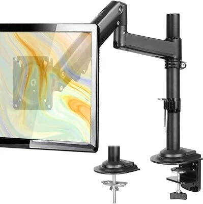 Adjustable Full Motion Gas Spring Single Monitor Mount | Fits 22-34 Inch Screens - Image 1 of 4