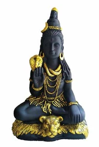 Harz Lord Shiva Idols Statue Prunkstück Schwarz & Golden 30.5cm - Bild 1 von 2