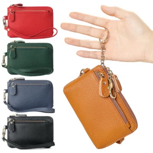 Womens Coin Change Purse Wallet Small Leather Zipper Card Holder Keychain Wallet - Picture 1 of 21