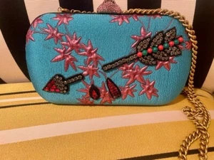 Gucci Broadway Embellished Jacquard Clutch In Floral Jacquard - Picture 1 of 7