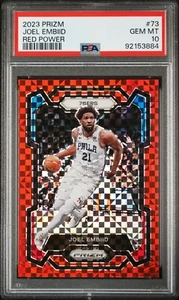2023-24 Panini Prizm Joel Embiid Red Power /75 SSP #73 PSA 10 Gem Mint - Bild 1 von 2