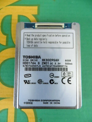Toshiba MK8009GAH 80GB HDD Zif Hard Drive 4200RPM 1.8" HDD1764 ATA-100 - Image 1 of 4