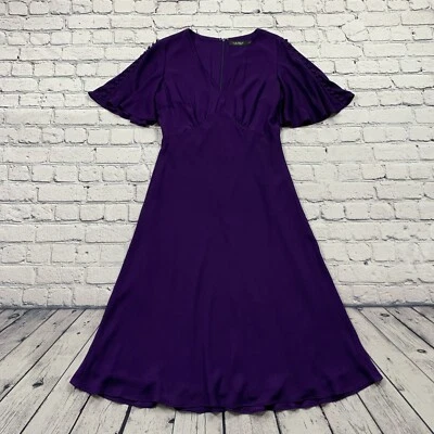 LAUREN Ralph Lauren Black Label Georgette Flutter-Sleeve Dress Size 8 Purple - Изображение 1 из 4