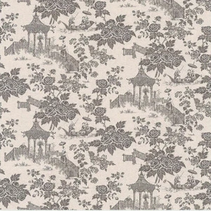 Oriental Toile De Jouy Wallpaper - Charcoal Vinyl - 51143009 - Paste The Wall - Picture 1 of 5