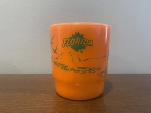 Rare Mint Fire King Florida Souvinir Stacker Mug Cup Palm Marlin Alligator - Picture 1 of 5