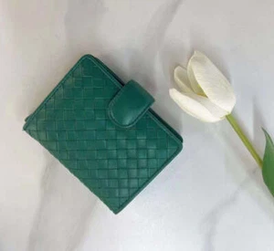 Kleine Lammleder Geldbörse geflochten, handgefertigtes geflochtenes Leder Kartenetui - Bild 1 von 10