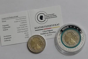 🧭 🇩🇪 GERMANY 2 EURO 2020 A - REGULAR COIN + POLYMER WITH COA B58 #46 BX66 - Picture 1 of 2