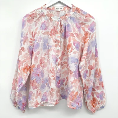 Camisa Top Bella Dahl Mediana 100% Lino Acuarela Costera Playa Suave Niña Boho Foto 1 de 4